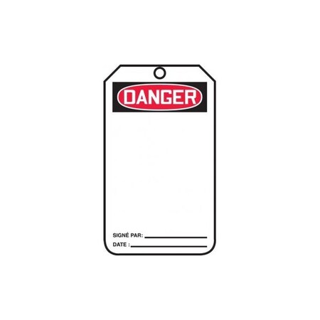 Accuform French Safety Tags, DANGER BLANK, 5.75in x 3.25in, RP-Plastic, 25PK TCF009PTP